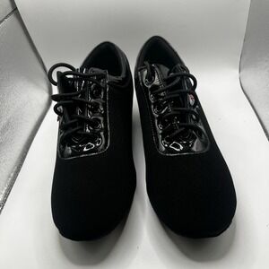NEW Dance And Sway Women's Size 6.5 Black Suede Shoes Flared Heel 1.3"